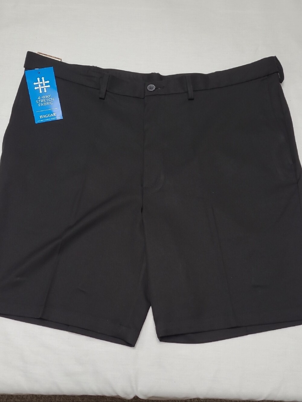 NWT Cool 18 PRO Men's Black Flat-Front 4-way Stretch Shorts w/expandable waist
